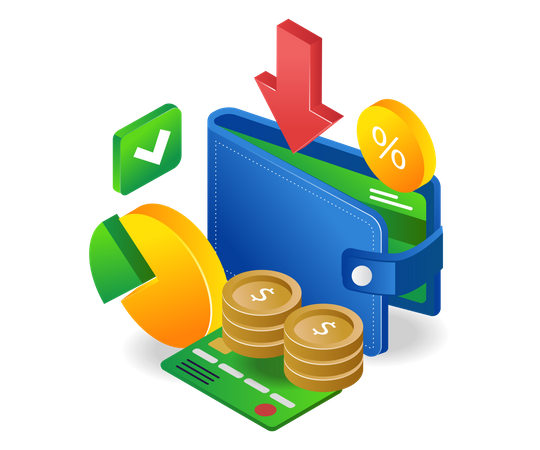 Geld sparen und im Portemonnaie verdienen  Illustration