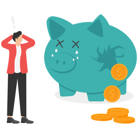 Geld tropft aus dem Sparschwein  Illustration