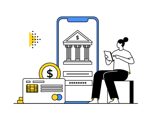 Geld überweisen mit der Banking-App  Illustration