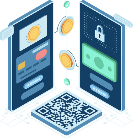 Geldsicherheit durch Scannen von QR-Codes  Illustration