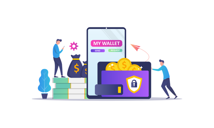 Geldtransfer zum E-Wallet  Illustration