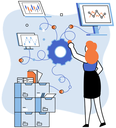 Das Geldmanagement stützt sich auf Datenanalysen, um die finanzielle Leistung zu bewerten und fundierte Investitionen zu tätigen  Illustration