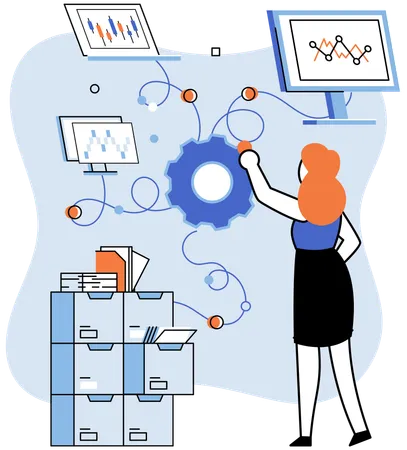 Das Geldmanagement stützt sich auf Datenanalysen, um die finanzielle Leistung zu bewerten und fundierte Investitionen zu tätigen  Illustration