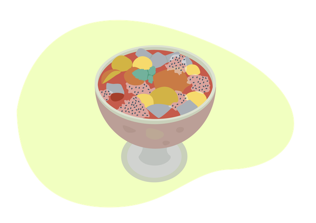 Gelo de frutas no copo transparente  Ilustração