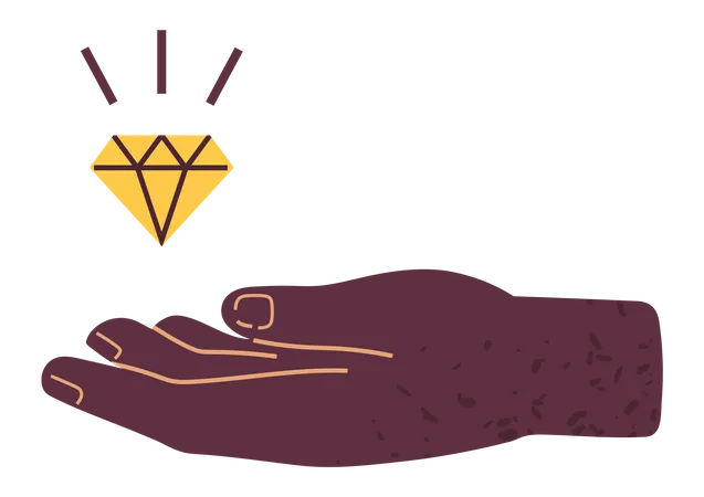 Shining Diamond Gem Levitates Over Hand Precious Stone Expensive Brilliant Outline Of Flying Gem Symbol Of Wealth Value Success Gemstone Yellow Crystal Luxury Stone Over Human Palm Illustration
