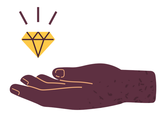 Gem levitates over hand  Illustration