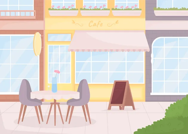 Gemütliche Atmosphäre im Straßencafé  Illustration