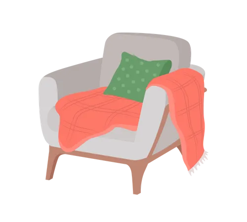 Gemütlicher Sessel mit Decke  Illustration