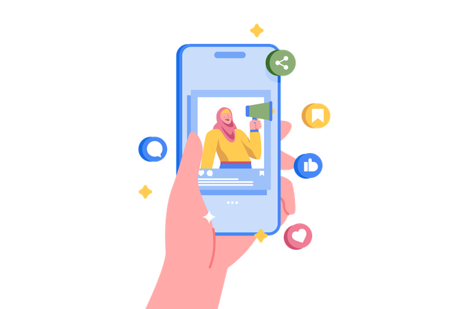 Gen Z Content Creators on Smartphone  Illustration