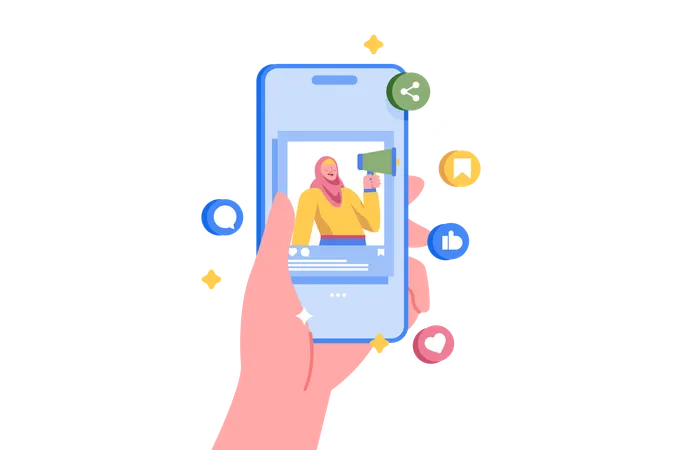 Gen Z Content Creators on Smartphone  Illustration