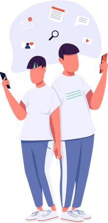 Gen Z couple communicating online  Illustration