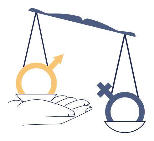 Gender comparison at office  일러스트레이션