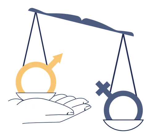 Gender comparison at office  Illustration