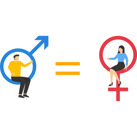 Gender Equality Concept Female And Male Gender Sign Feminism Movement For Tolerance Rights And Equal Opportunities As That Of Men Vector Illustration On A Blue Background Illustration