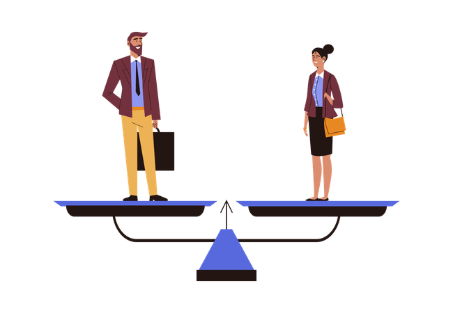 Gender equality and equal rights of men and women  Illustration