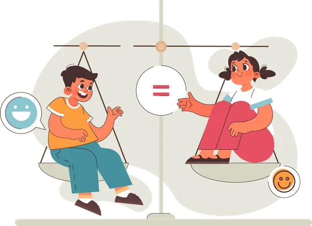 Gender equality between boy and girl  Illustration