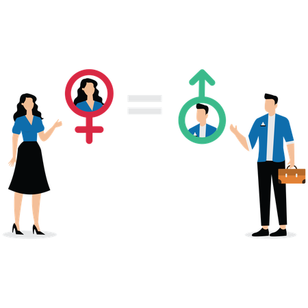 Gender equality in office  Illustration