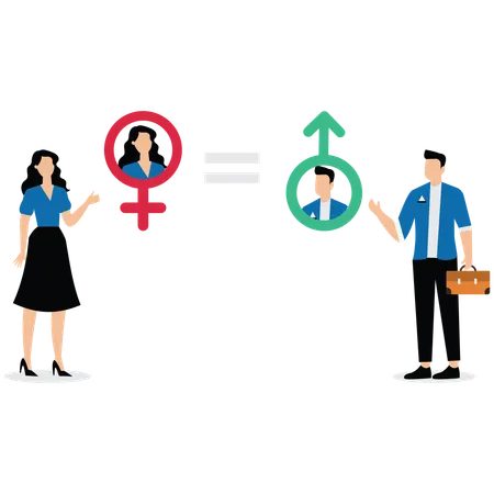 Gender equality in office  Illustration