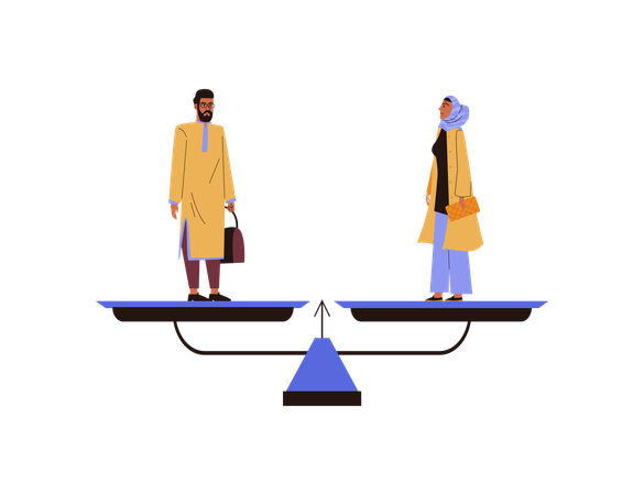 Gender equality of men and women in muslim society  Illustration