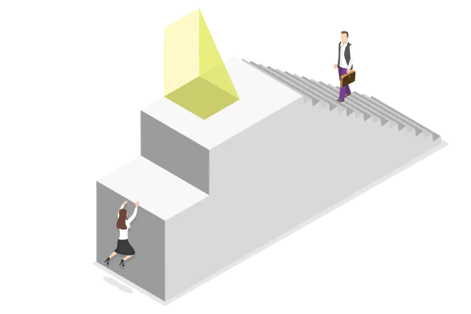 3 D Isometric Flat Vector Conceptual Illustration Of Gender Inequality Discrimination Different Opportunity And Unequal Treatment Illustration