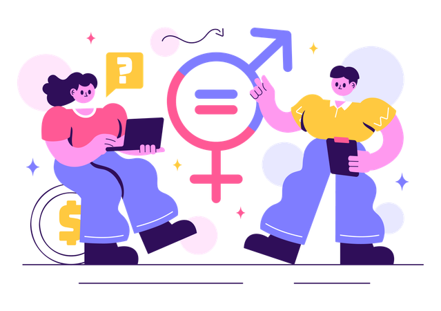 Gender inequality among office people  Illustration
