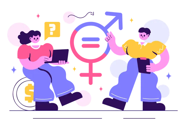 Gender inequality among office people  Illustration