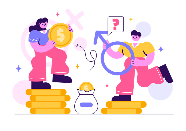 Gender Inequality Between Men and Women in Workplace  Illustration