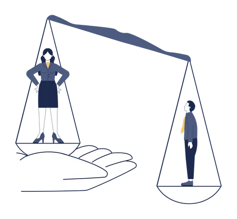 Gender inequality in office  Illustration