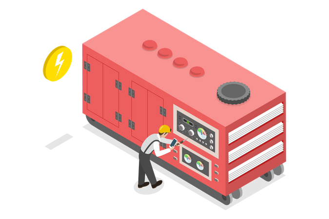 Generador de energía industrial estacionario  Ilustración