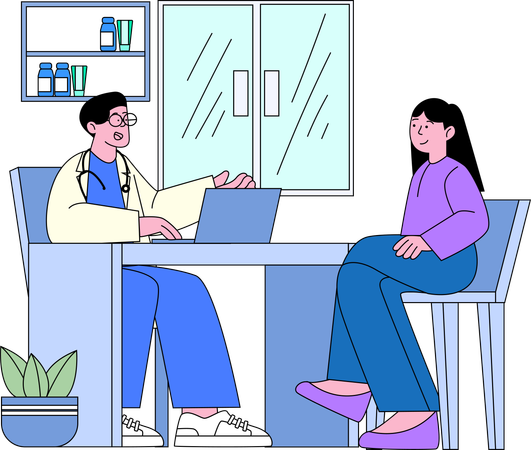 General Health Check-up in a Modern Clinic  Illustration