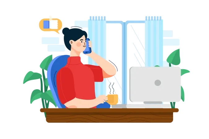 General manager talking on the phone  Illustration