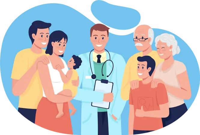 General medical treatment for people all ages  Illustration