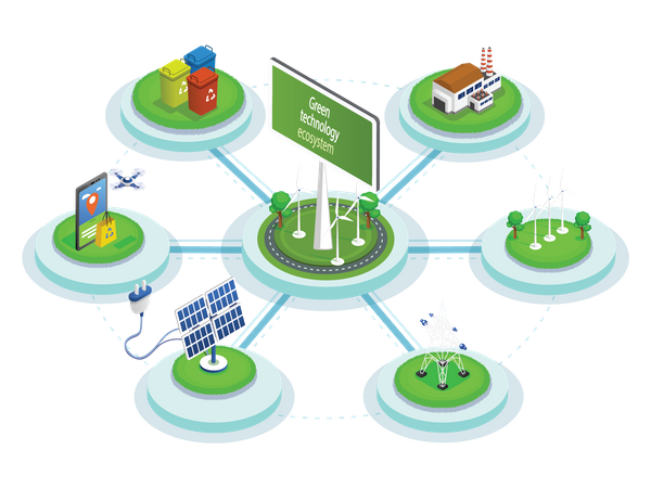 Generating electricity using green technologies  Illustration