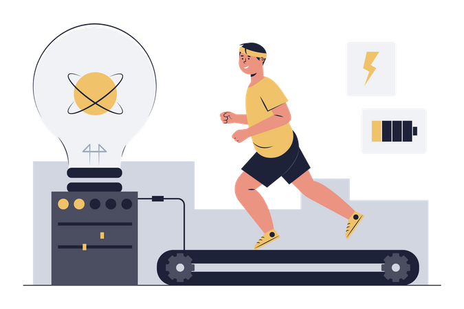 Generating electricity using treadmill Illustration
