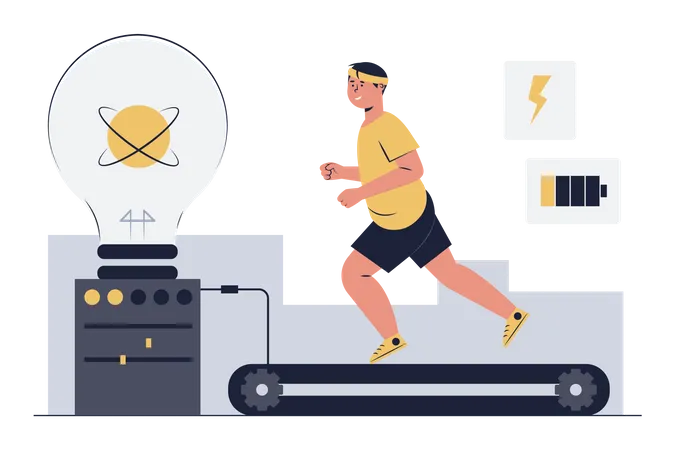 Generating electricity using treadmill  Illustration