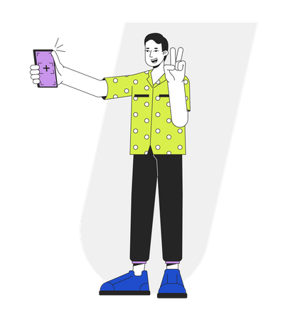 Generation z boy taking selfie  Illustration