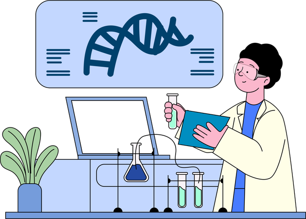 Genetic Research and Innovations in Healthcare  Illustration