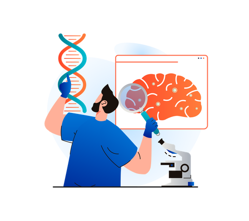 Genetiker forscht an der DNA des Gehirns  Illustration