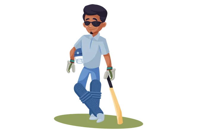 Genial bateador de cricket indio  Ilustración
