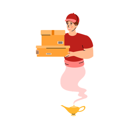 Genie delivery man  Illustration