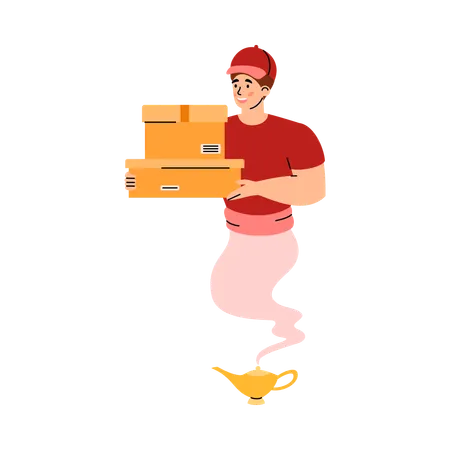 Genie delivery man  Illustration