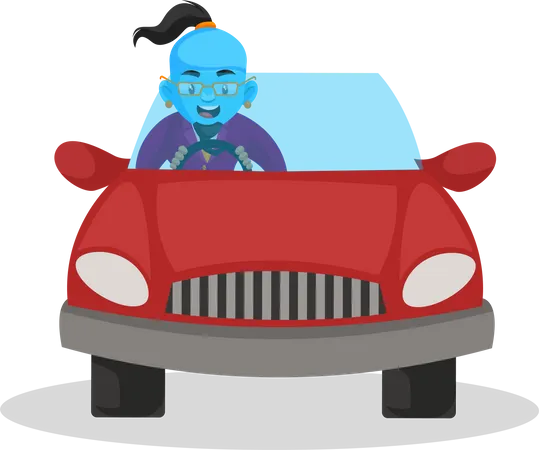 Genie driving car  Illustration