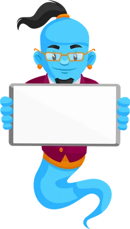 Genie holding blank board Illustration
