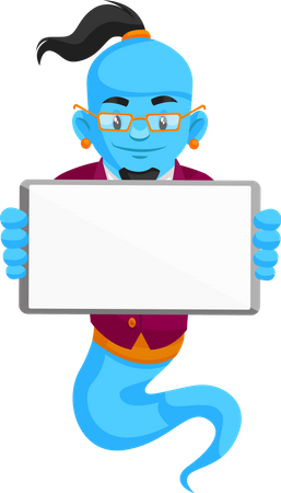 Genie holding blank board  Illustration