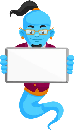 Genie holding blank board  Illustration