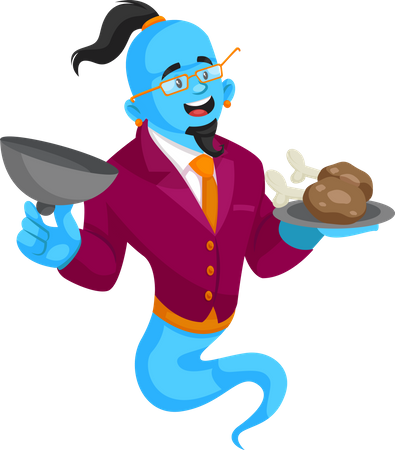 Genie holding dish Illustration