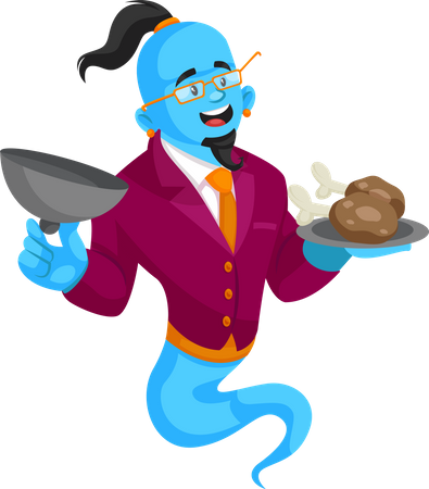 Genie holding dish  Illustration