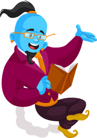 Genie reading book  Illustration