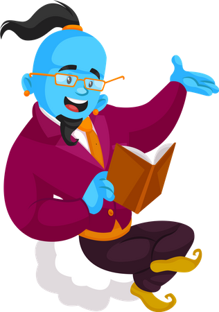 Genie reading book  Illustration