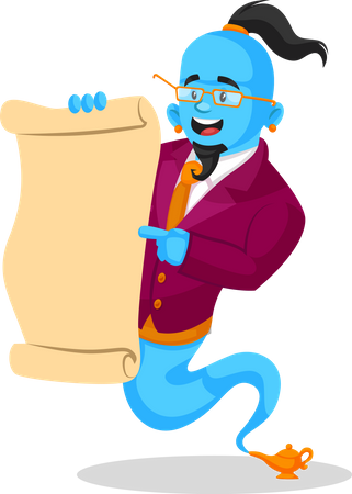 Genie reading letter  Illustration